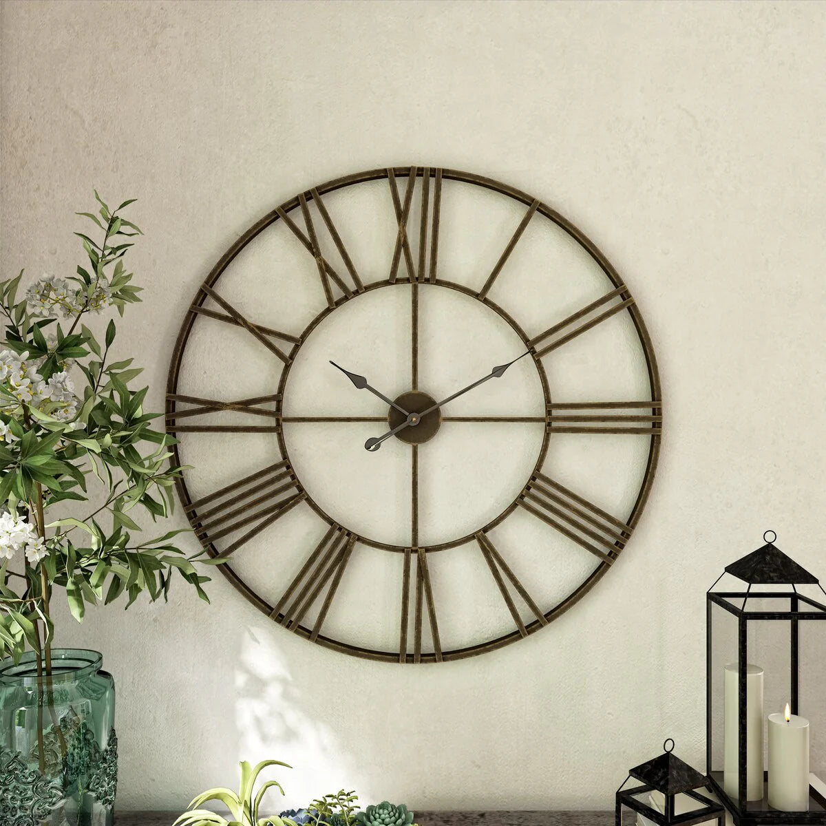 Modern Round Metal Wall Clock, Decorative Circular Hanging Clock for Living Room, Bedroom and Office