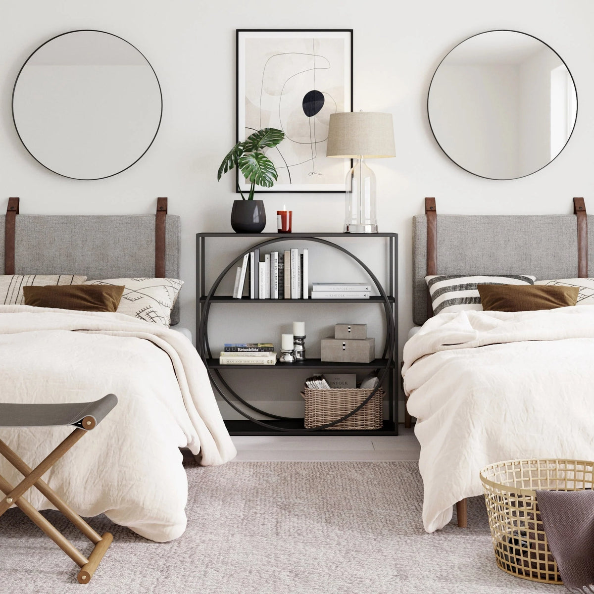Wall Mount Upholstered Headboard with Metal Rail - Modern Bedroom Headboard