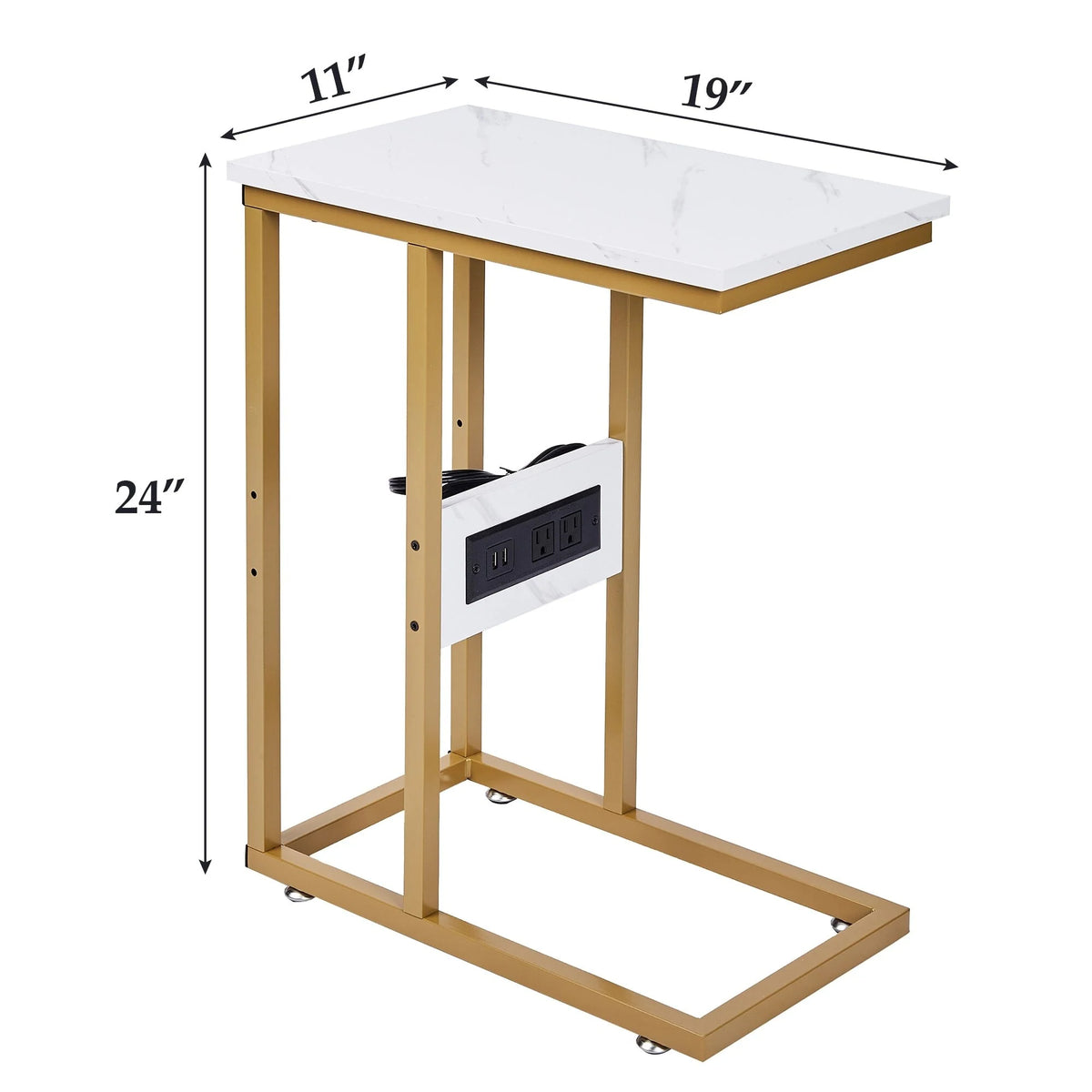 Set of 2 C-Shaped Sofa Side Tables, Small End Tables for Living Room, Bedside and TV Tray