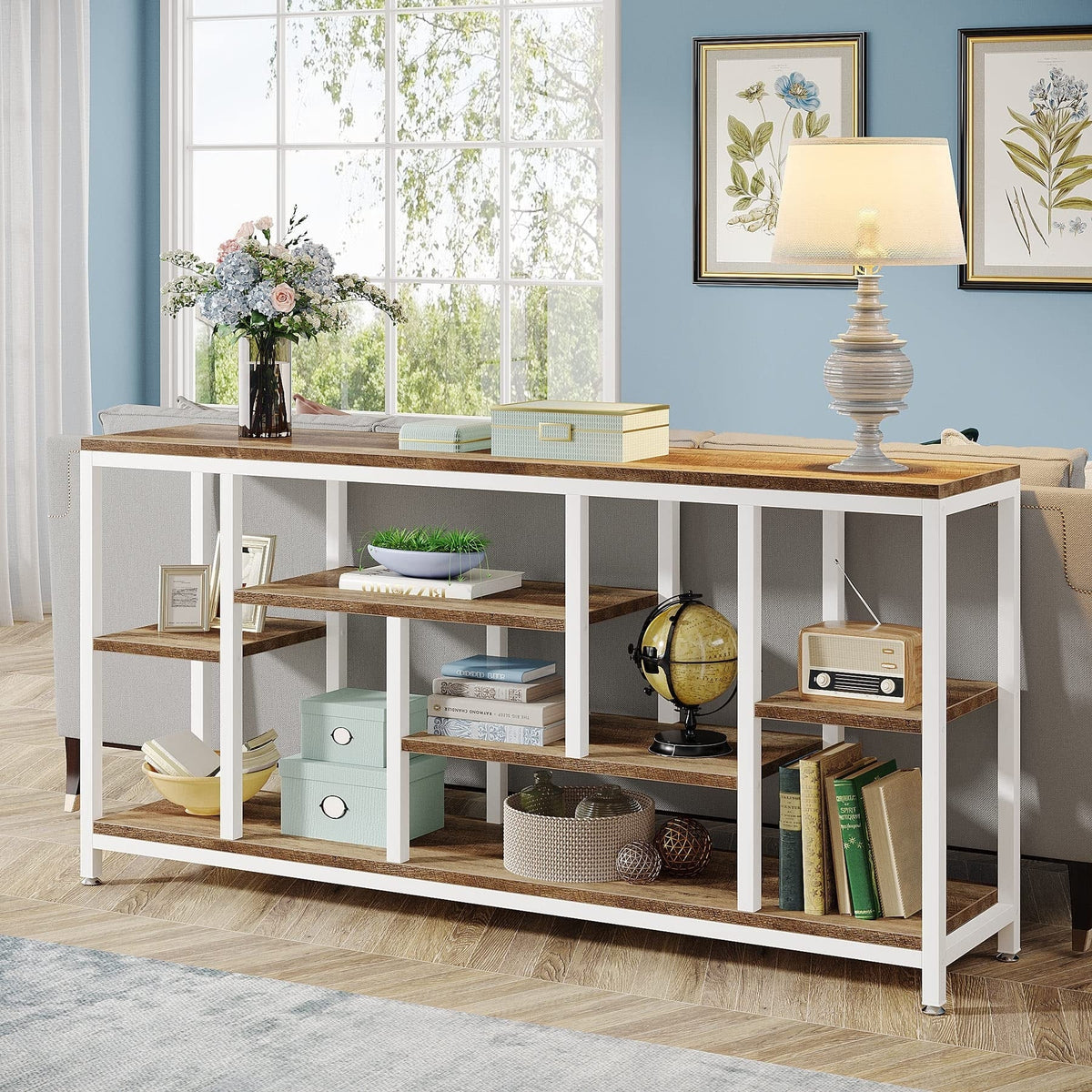 70.9 Inch Console Sofa Table with Storage, 3-Tier Entryway Table for Hallway