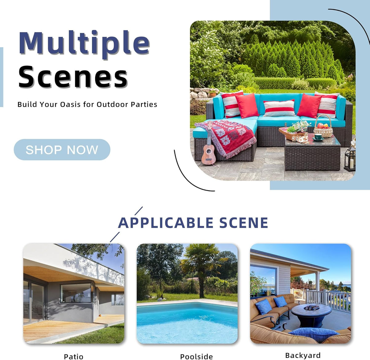 5-Piece All-Weather Patio Furniture Set with Ottoman, Outdoor Wicker Conversation Sofa Set with Cushions for Garden, Deck & Backyard
