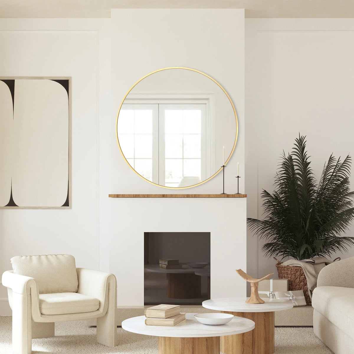 Modern Round Bathroom Vanity Mirror, Wall Mounted Circular Mirror for Bathroom, Bedroom and Home Decor