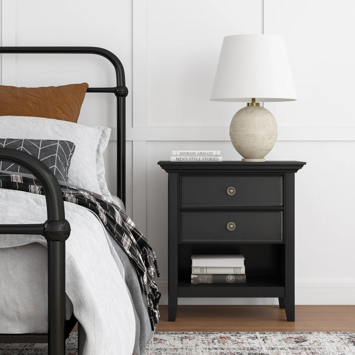 24 Inch Wide Solid Wood Nightstand, Bedside Table and Bedroom End Table