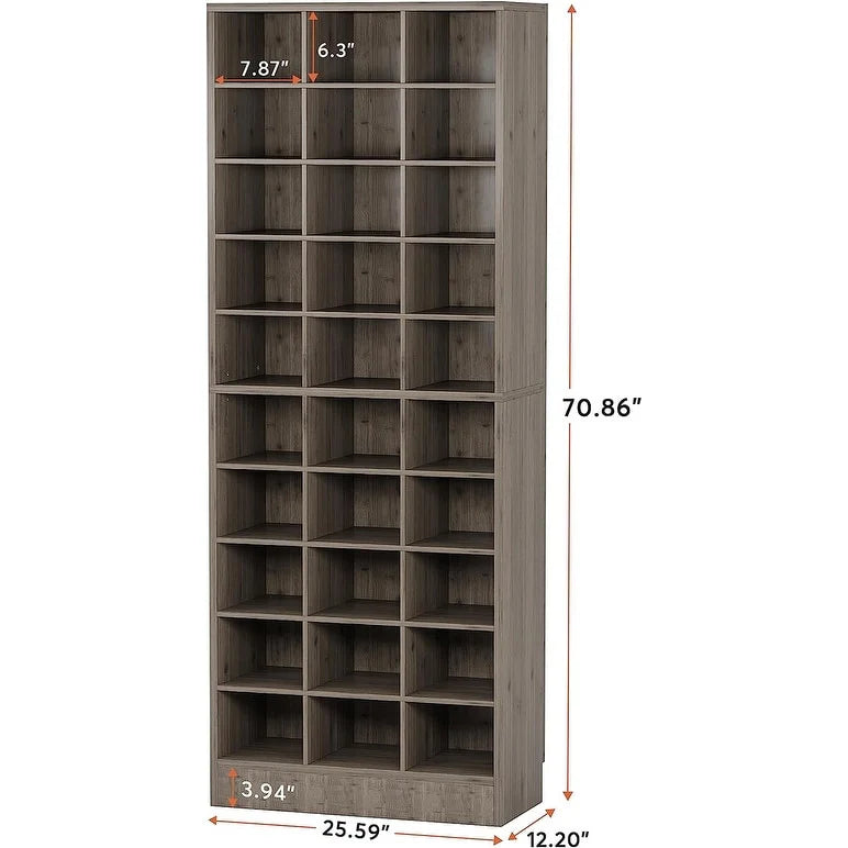 10-Tier Tall Shoe Cabinet, 30-Pair White Wood Shoe Storage Rack for Entryway and Closet