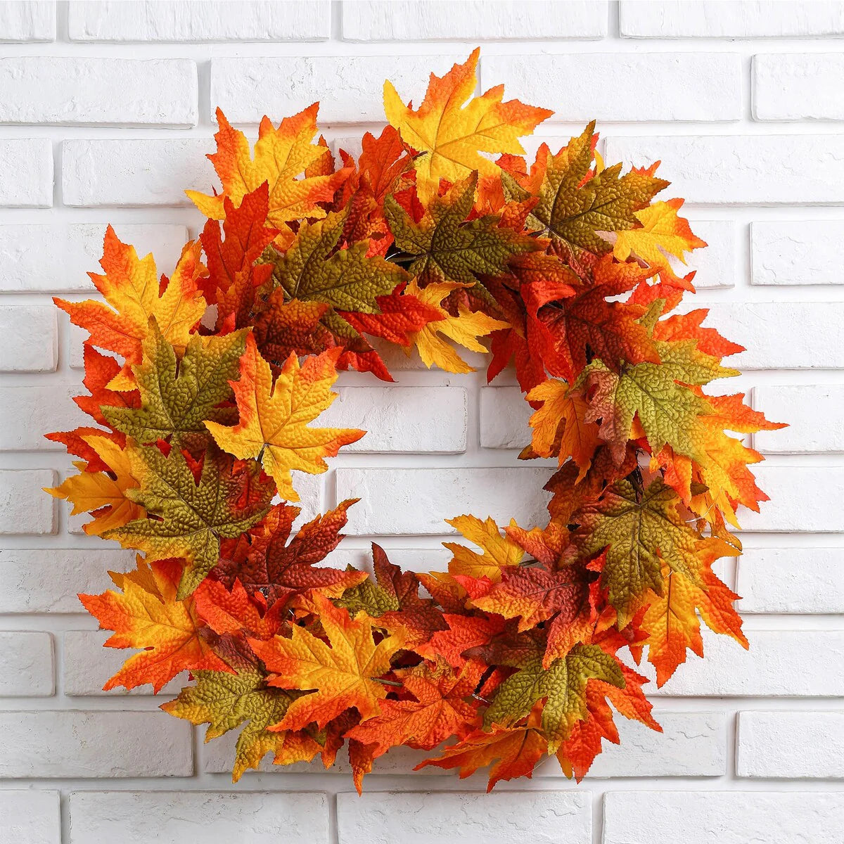 Thanksgiving LED Lighted Fall Maple Leaf Wreath and Garland - Autumn Home Decor