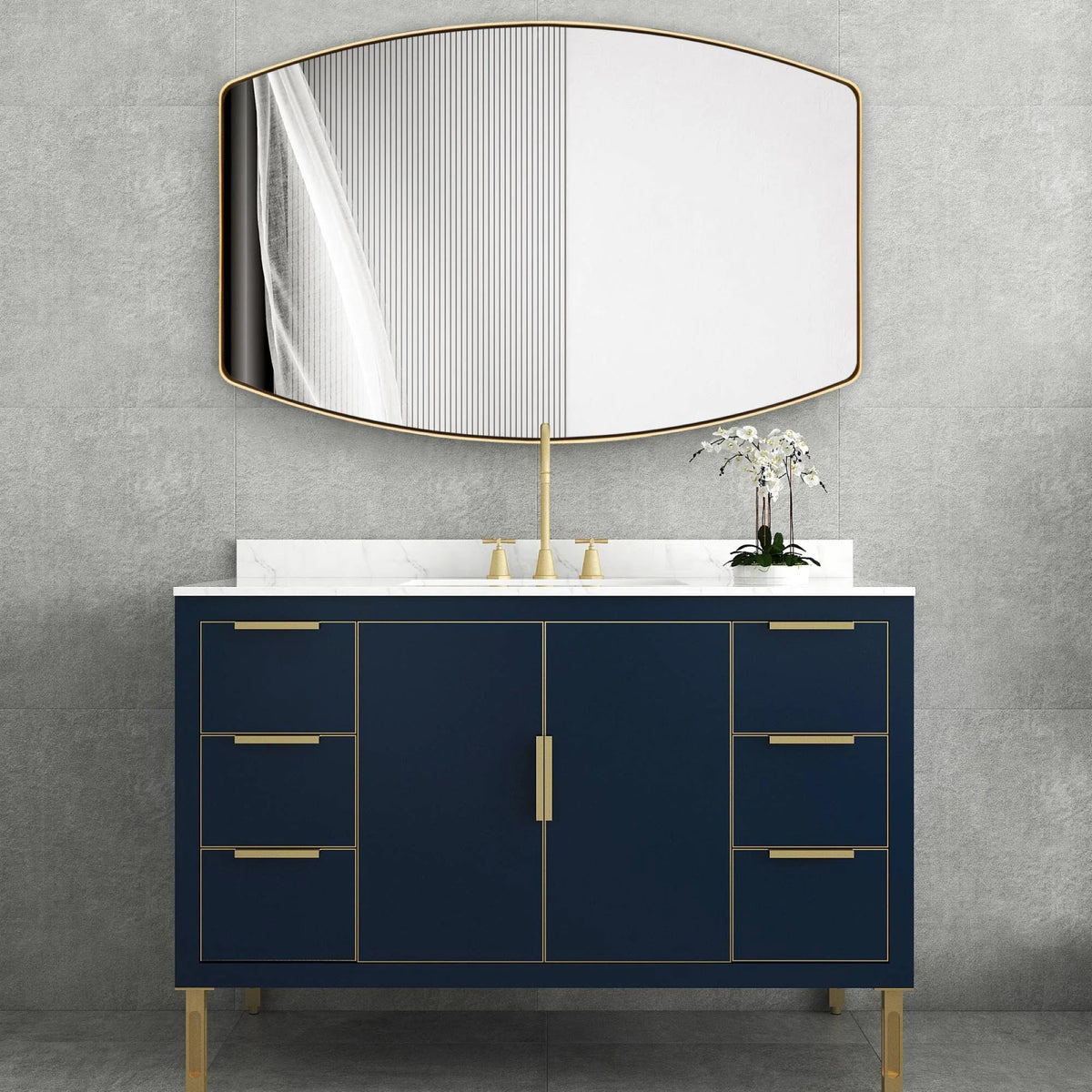 Modern Oblong Metal Wall Mirror, Decorative Elongated Hanging Mirror for Living Room, Bedroom and Entryway