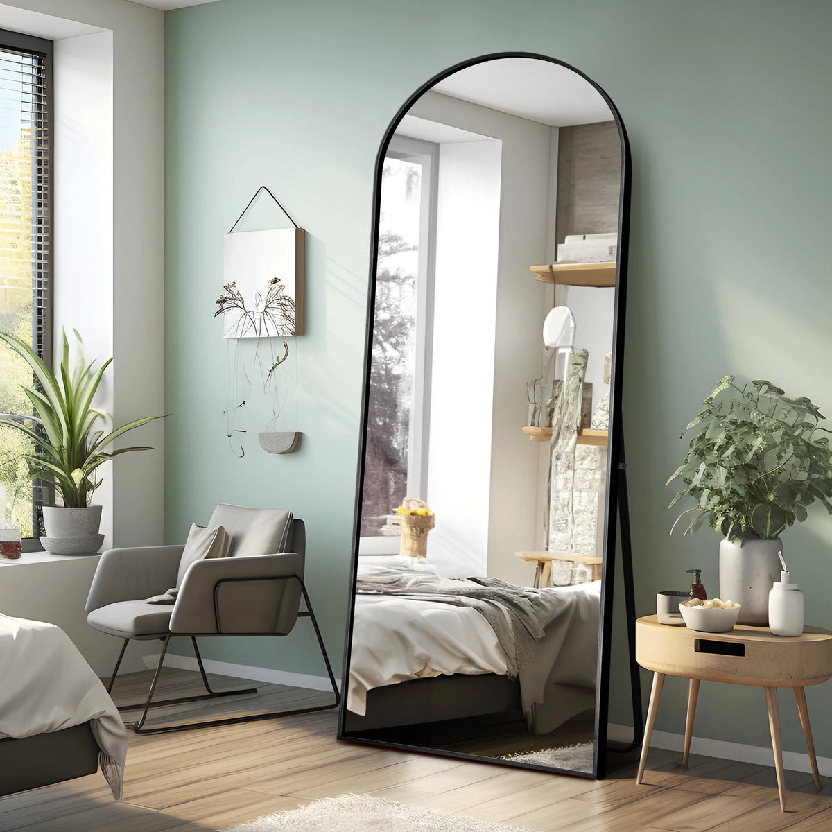 Arched Full Length Floor Mirror, Large Full Body Standing and Wall Mounted Mirror for Bedroom, Living Room and Home Decor
