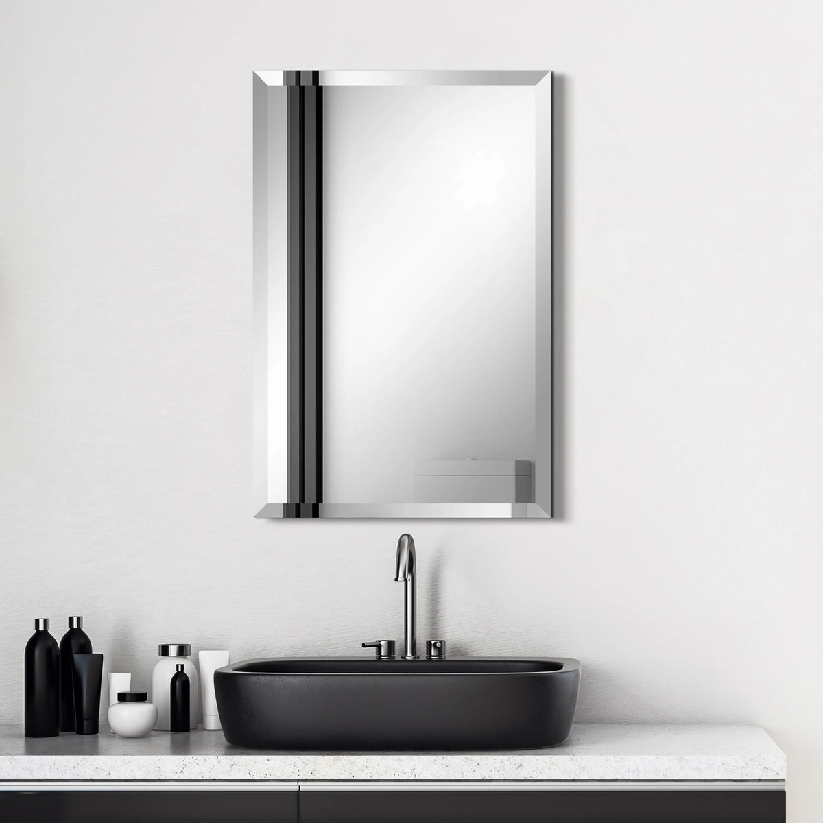 Frameless Beveled Prism Wall Mirror, Clear Square or Rectangular Decorative Mirror for Bathroom, Bedroom and Home Decor
