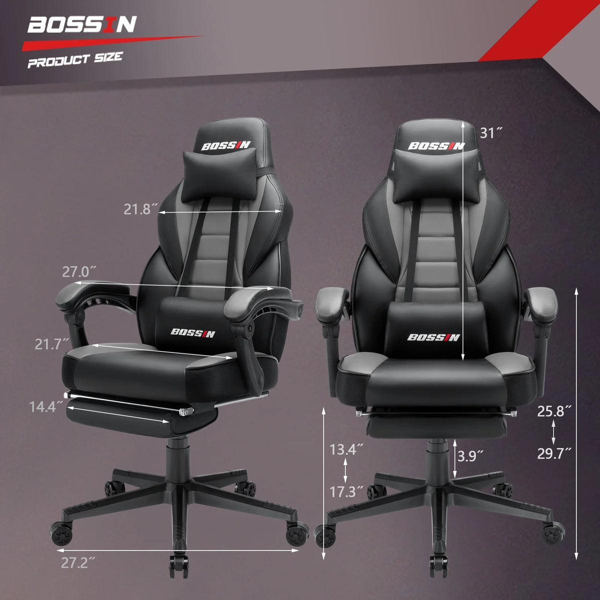 Racing Style Gaming Chair, 300 lbs Big and Tall High Back Computer Chair
