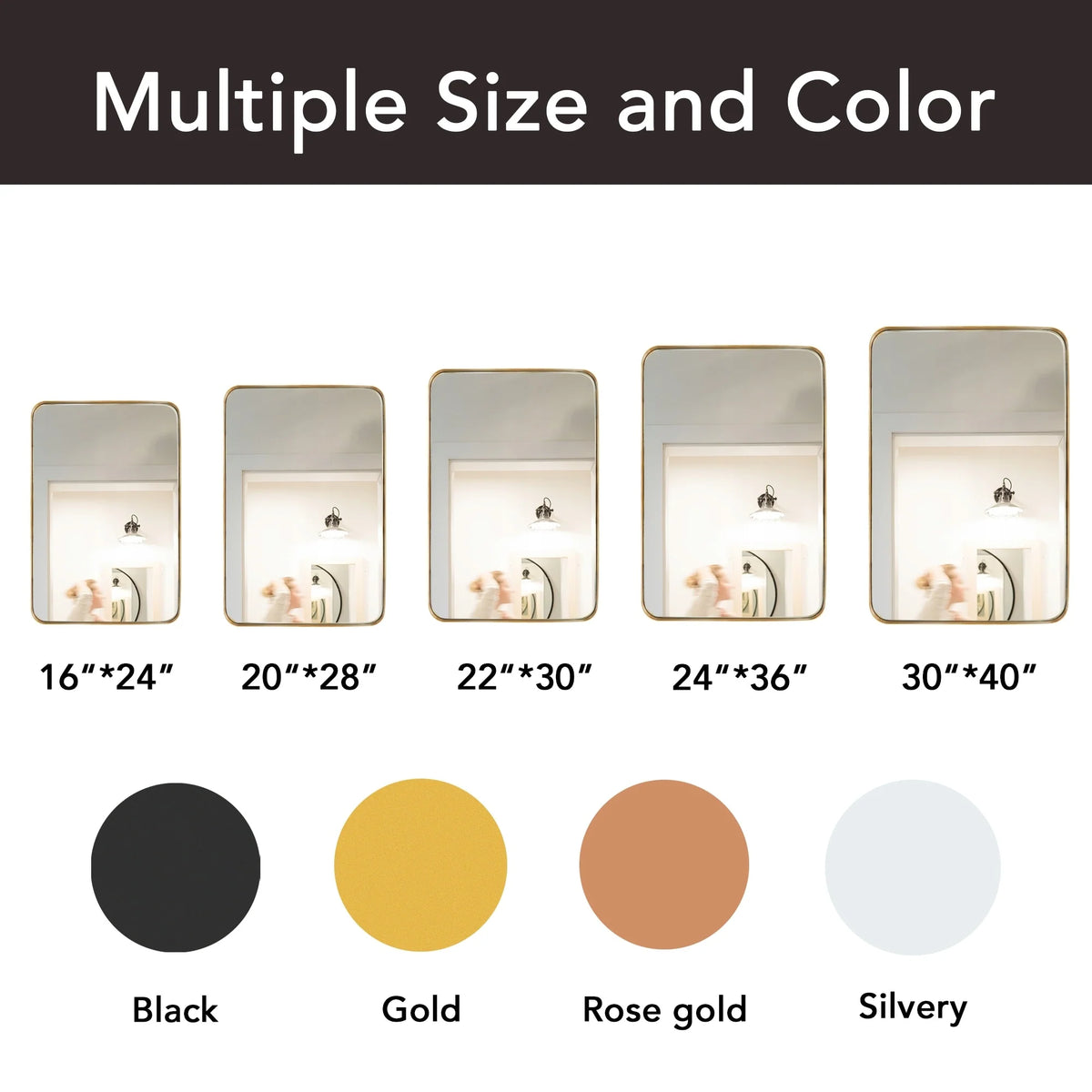 Wall Mirror Vanity Mirror, Bathroom Mirror with Rounded Corners, 1 Piece