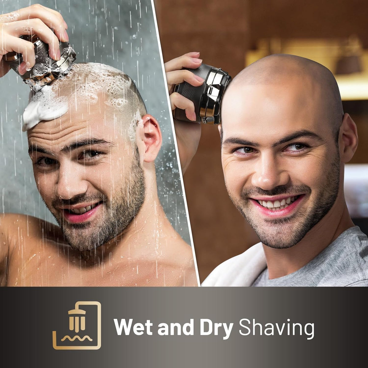 Waterproof Hypoallergenic Head & Face Shaver, Rechargeable Electric Razor for Men��s Scalp and Facial Grooming