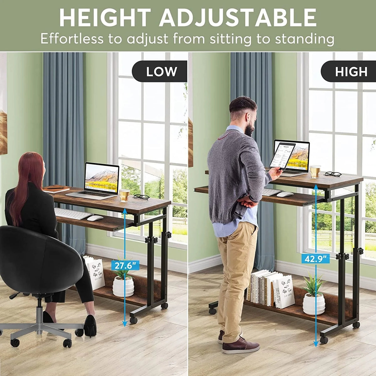 Height Adjustable Laptop Desk, Portable Sofa and Bed Table for Work and Study