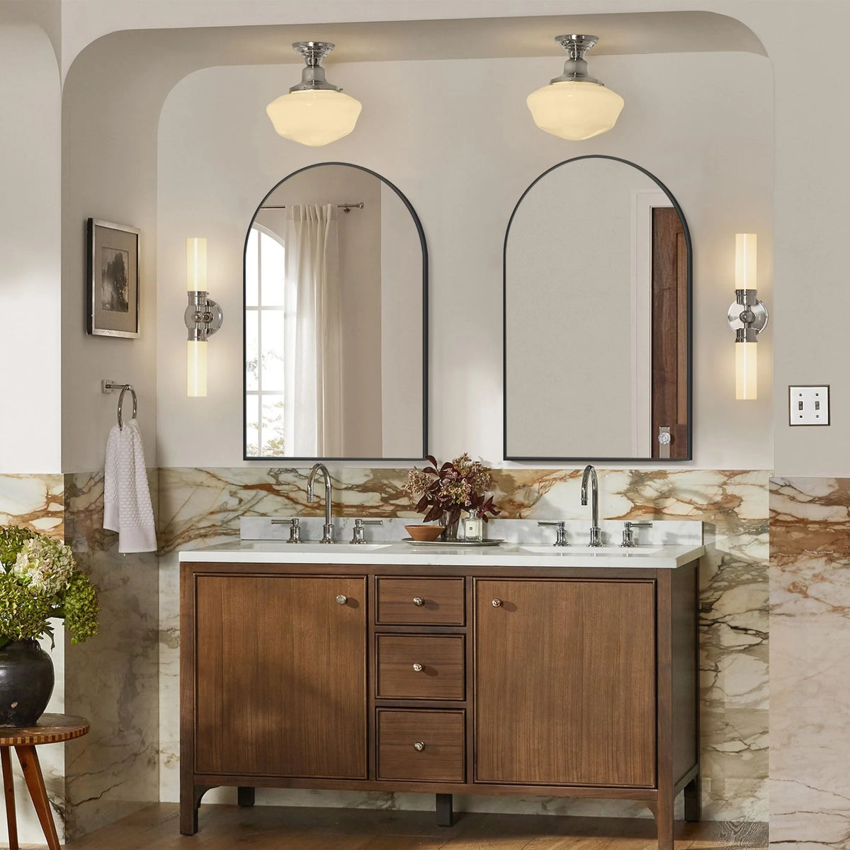 2 Pack 36x24 Inch Arched Bathroom Vanity Mirrors, Wall Mounted Decorative Mirrors for Bathroom and Bedroom