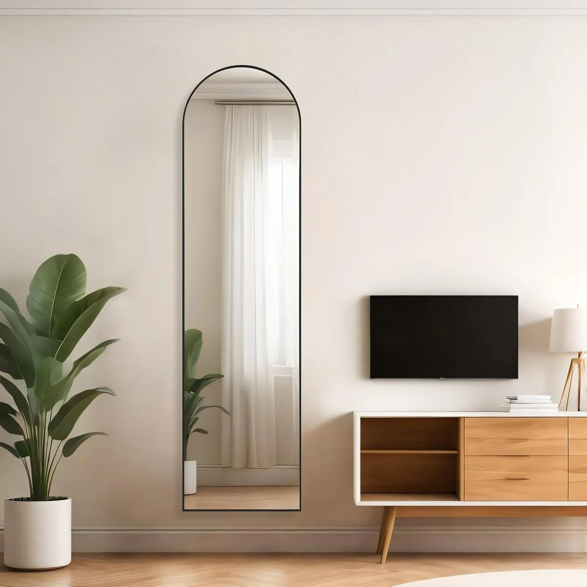 Full Length Mirror with Stand, Aluminum Alloy Frame Full Body Floor Mirror for Bedroom and Cloakroom