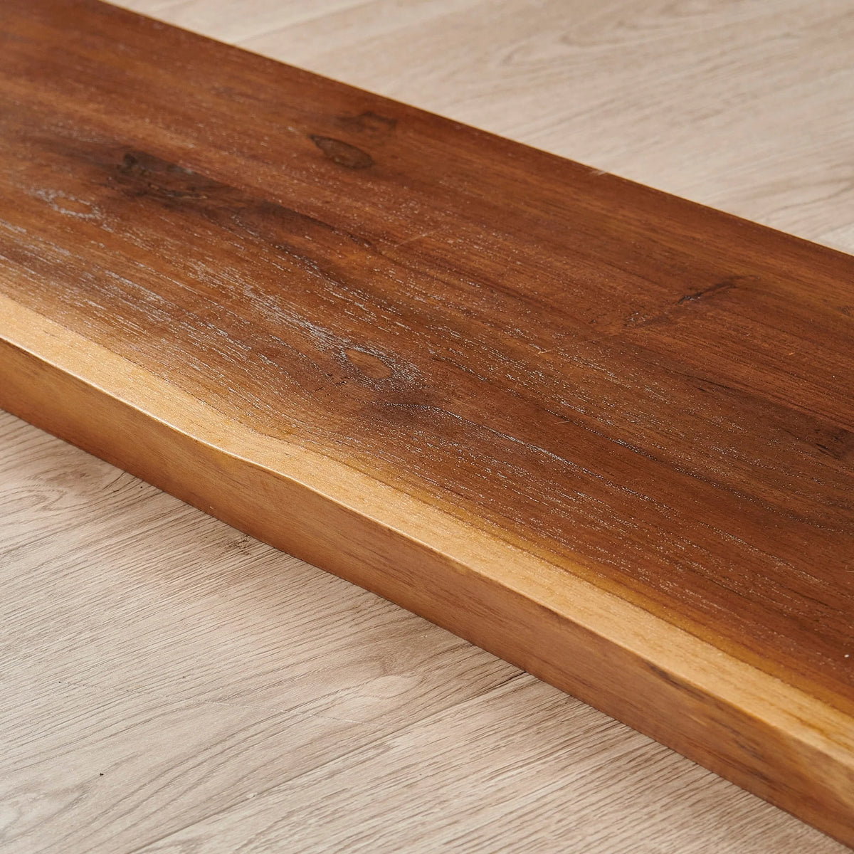 1 Piece Teak Wood Wall Shelf with Live Edge, Rustic Floating Shelf for Home Decor