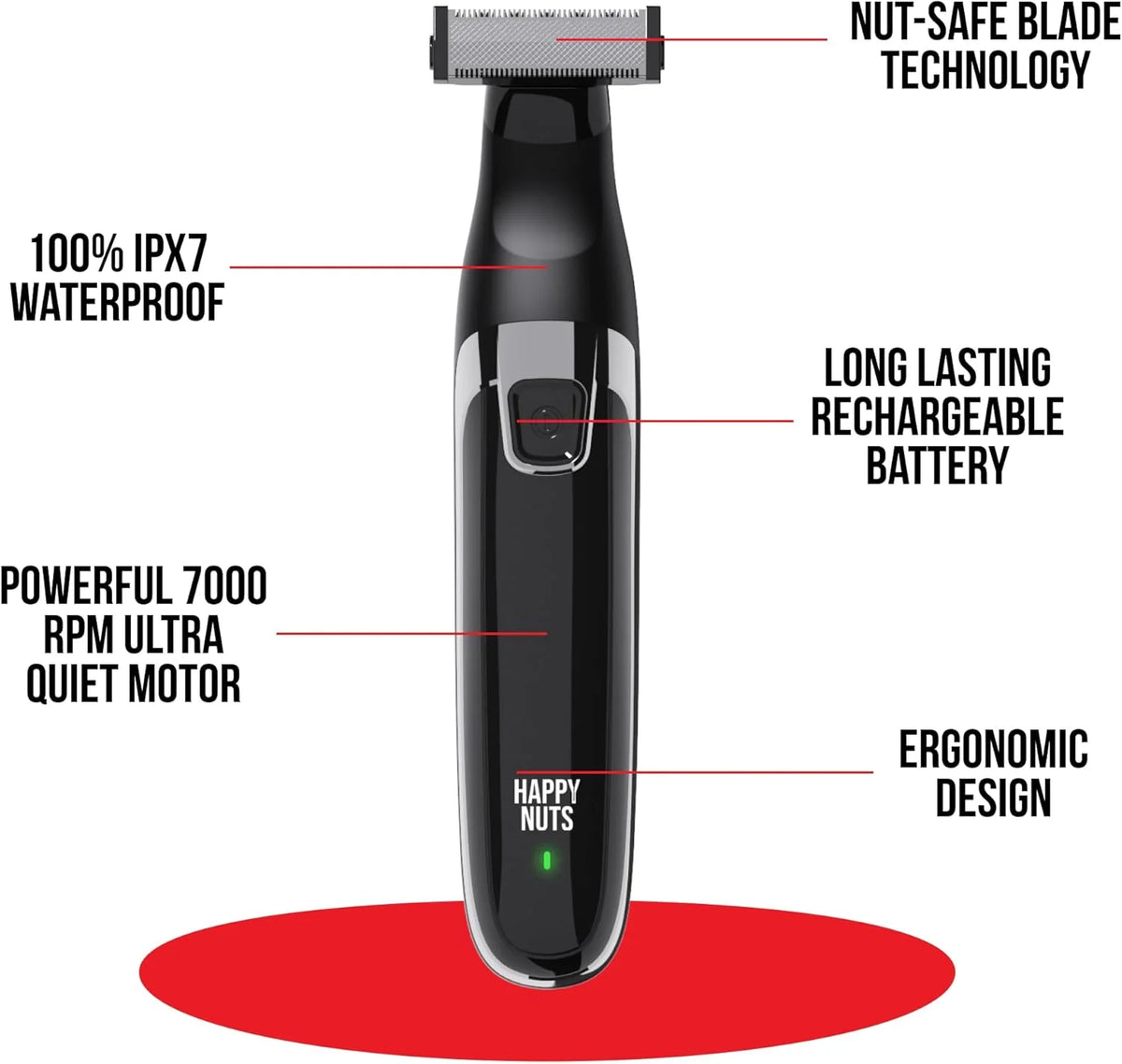 Men's Electric Body Hair Trimmer, Rechargeable Waterproof Cordless Personal Grooming Shaver