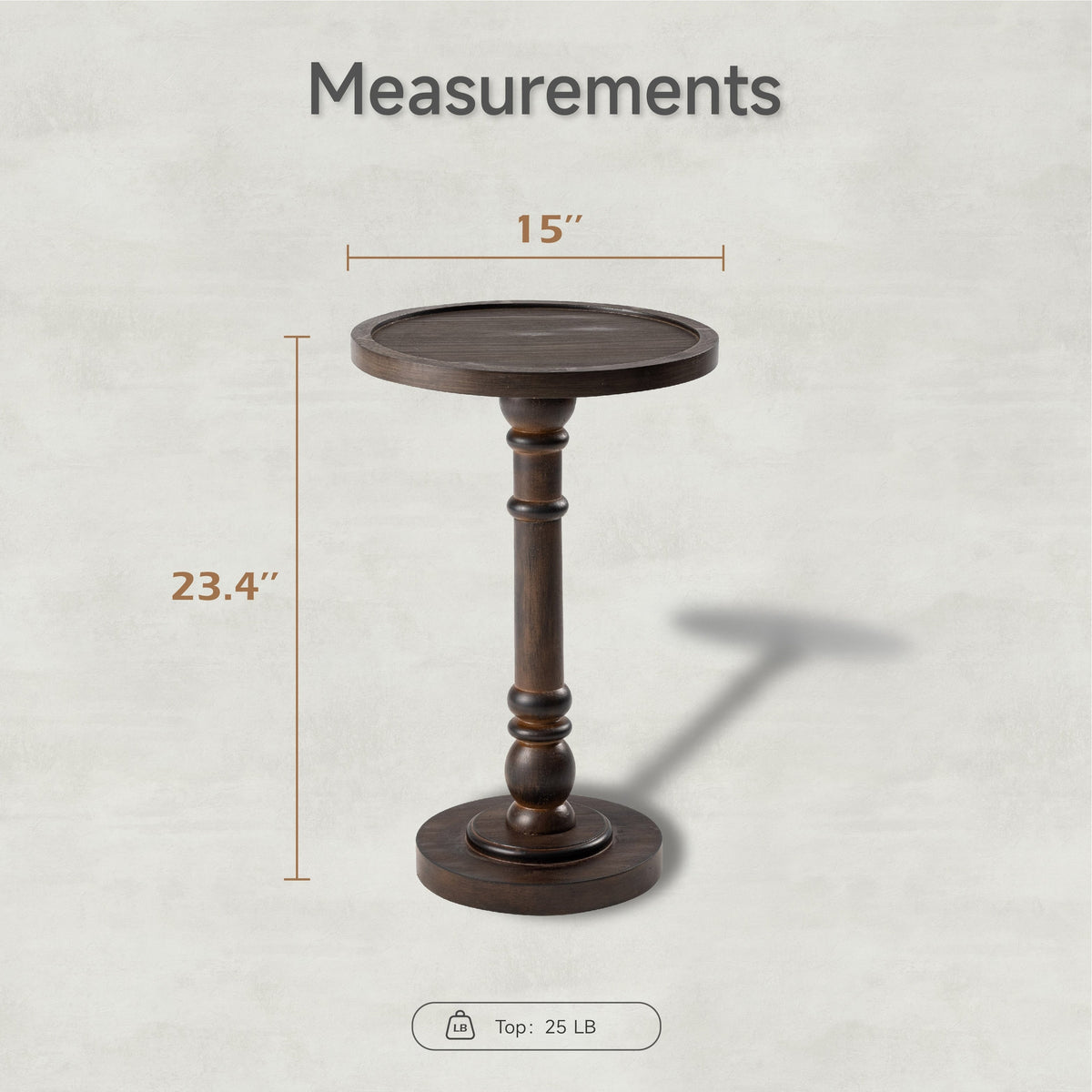 Small Pedestal End Table with Tray Top, Farmhouse Distressed Finish Accent Table