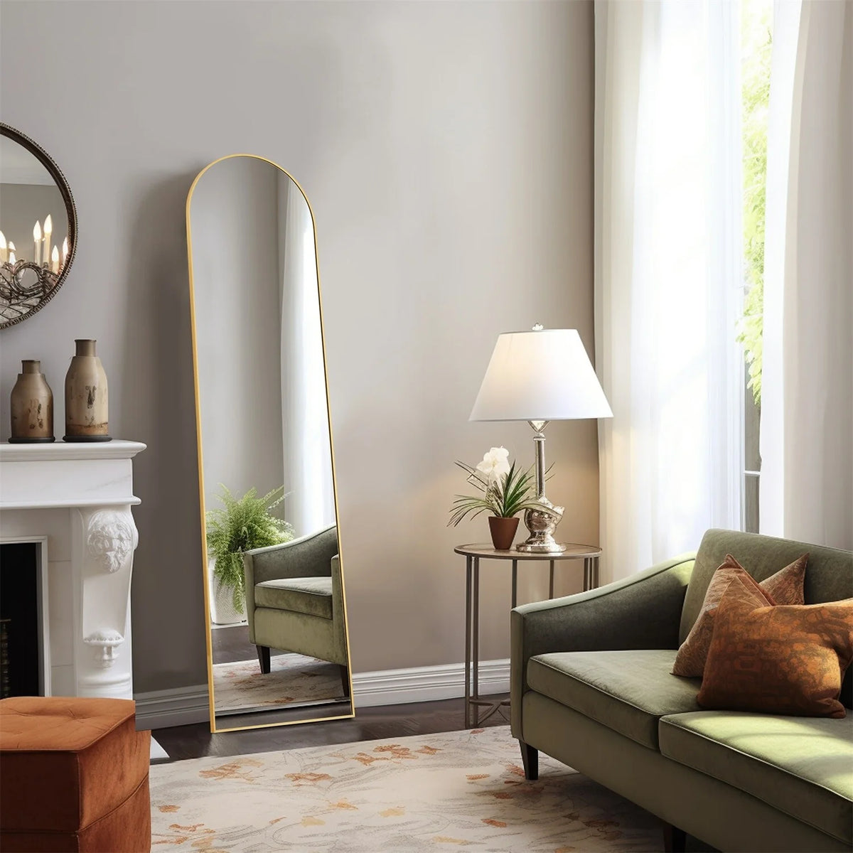 Full Length Mirror with Stand, Aluminum Alloy Frame Full Body Floor Mirror for Bedroom and Cloakroom