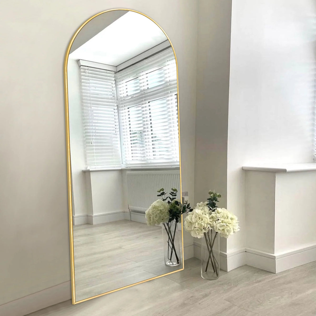 Modern Arched Full Length Floor Mirror, Aluminum Alloy Frame Standing Full Body Mirror