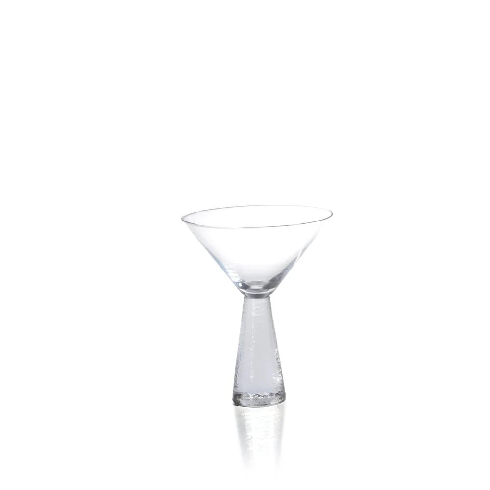 6.25" Tall Martini Glasses with Hammered Stem, Set of 4 Elegant Cocktail Glasses