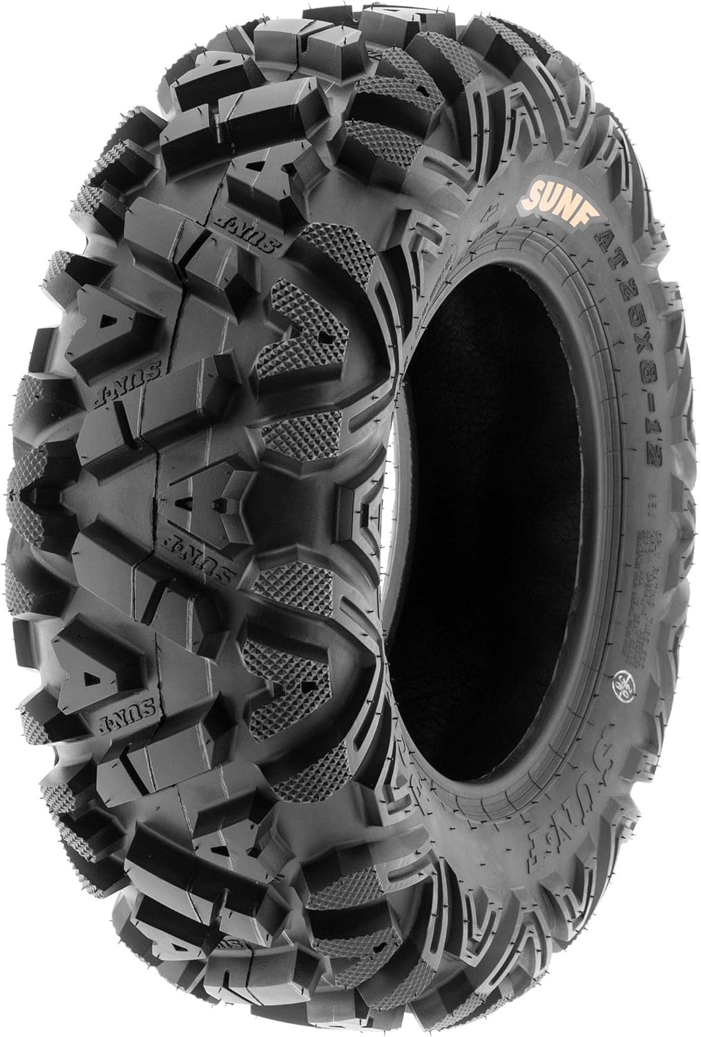 ATV UTV All-Terrain Tires Set of 4, 25X8-12 Front & 25X10-12 Rear Off-Road Replacement Tires