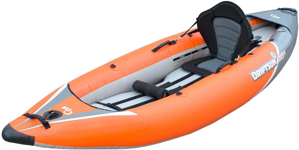 Inflatable Tandem Whitewater Kayak with High-Pressure Floor, EVA Padded High-Back Seats, Paddles and Pump