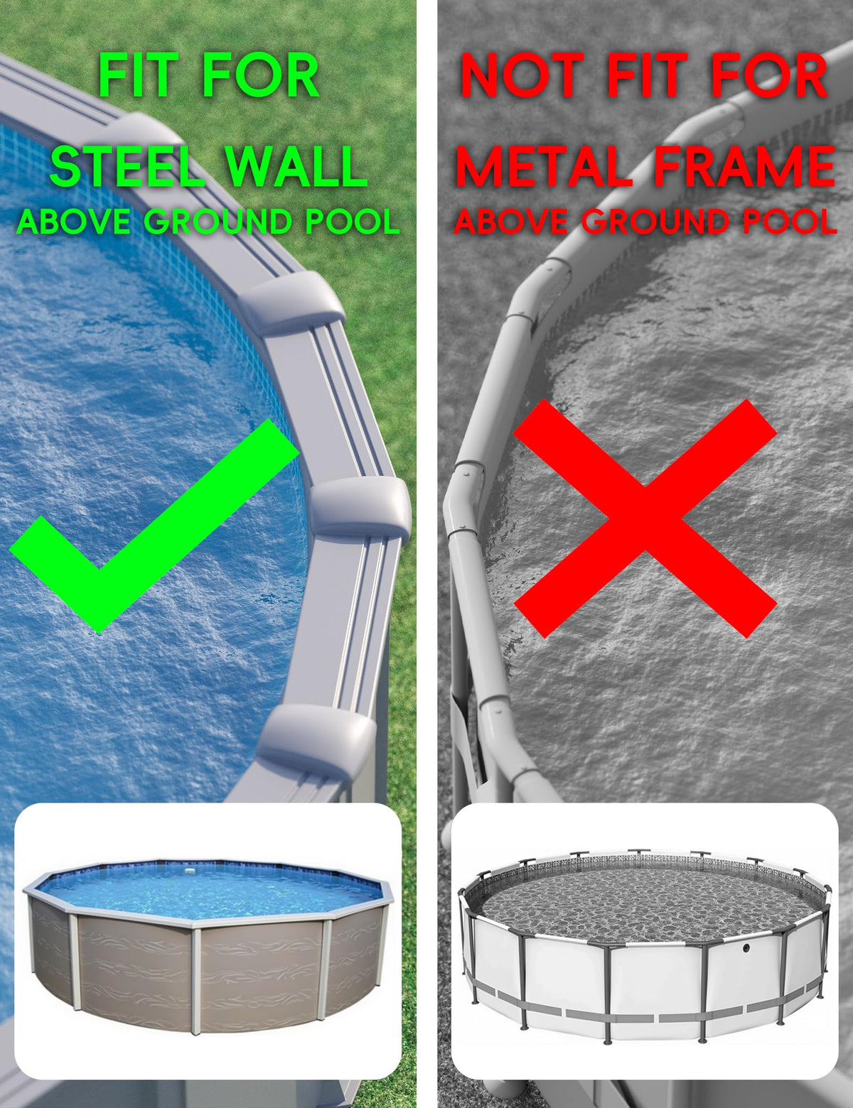 Solar Pool Lights for Steel Wall Above Ground Pools, Solar Powered LED Swimming Pool Lighting