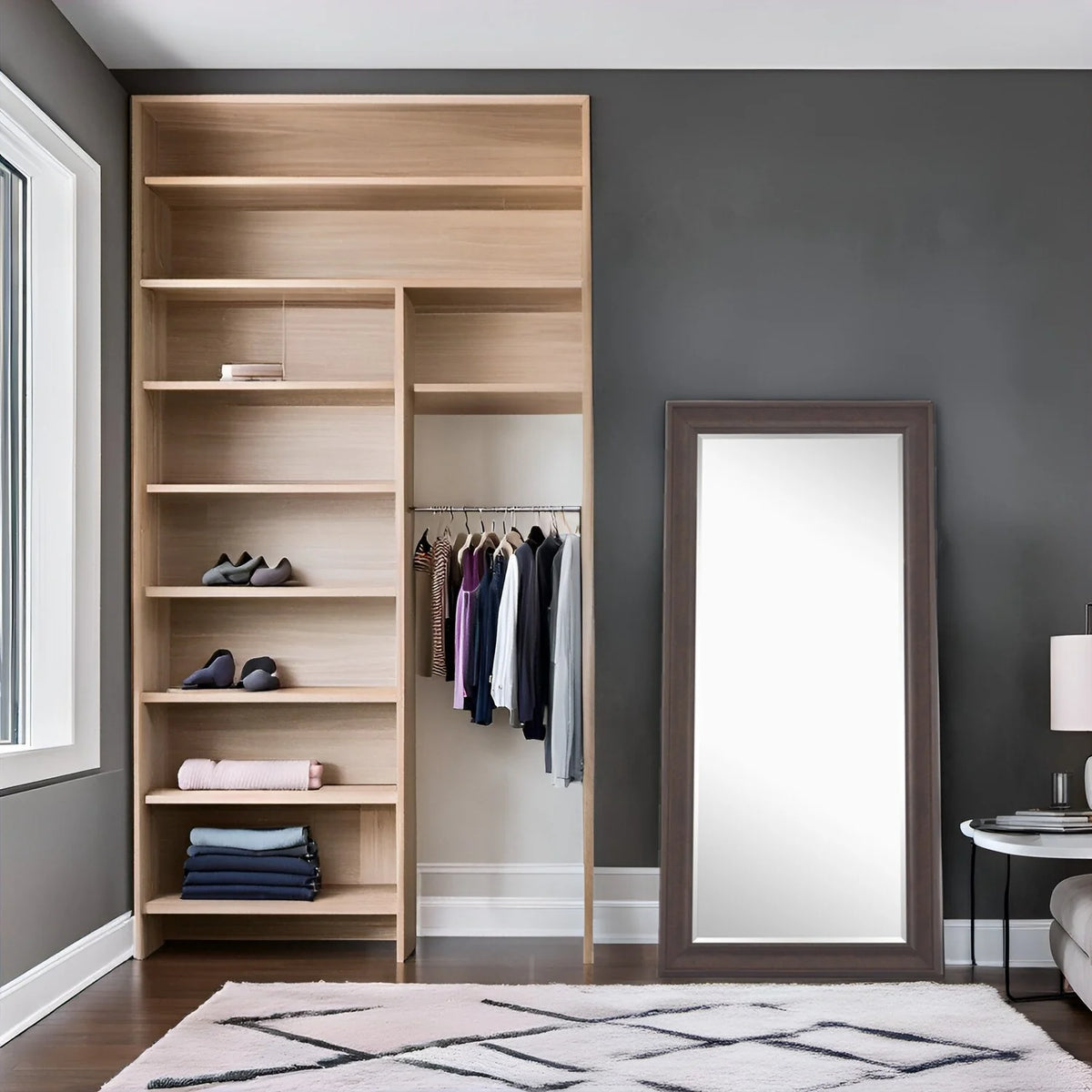 Tall Full Length Mirror, Oversized Rectangle Full Body Wall Mounted Mirror with Smooth Faux Wood Frame