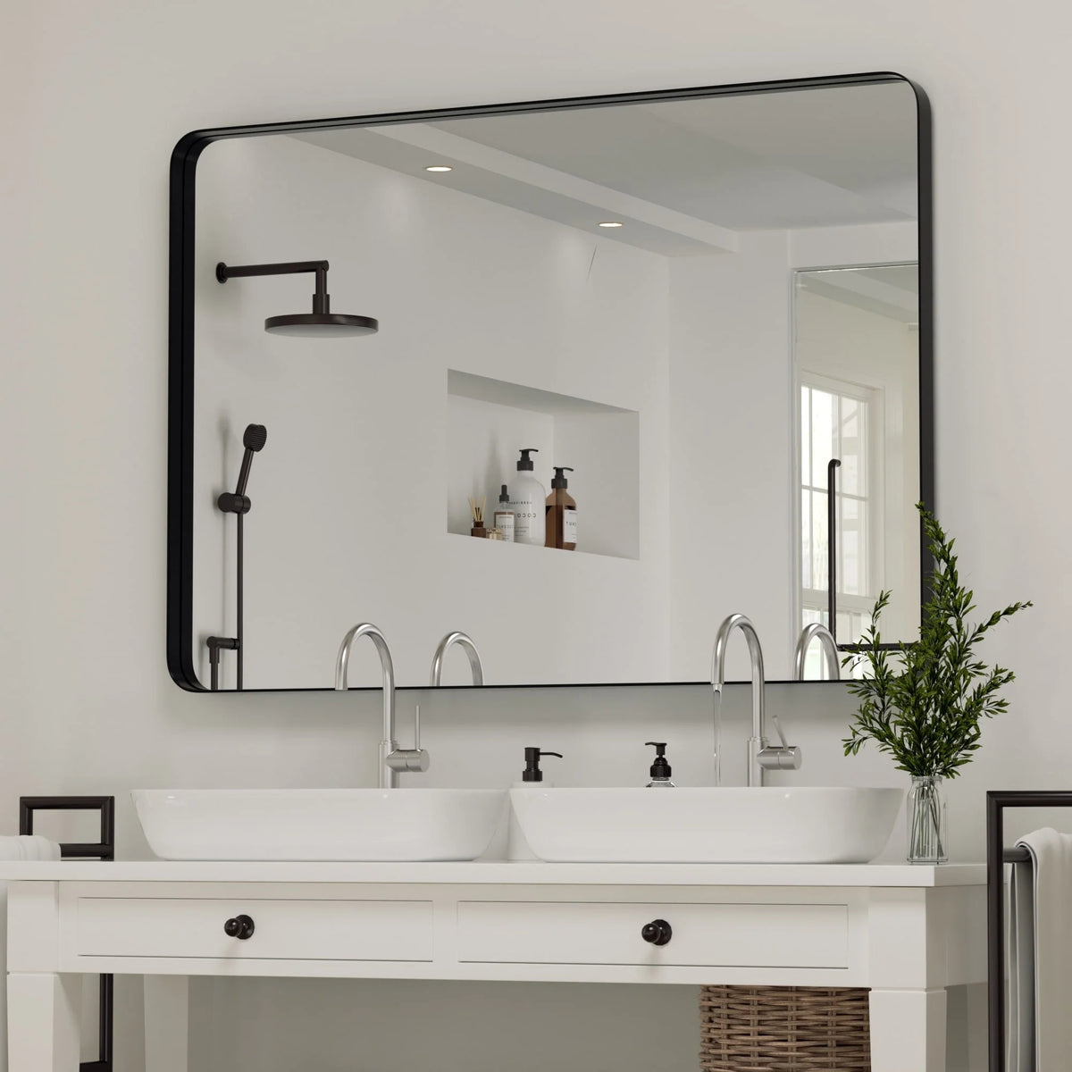 Wall Mirror Vanity Mirror, Bathroom Mirror with Rounded Corners, 1 Piece