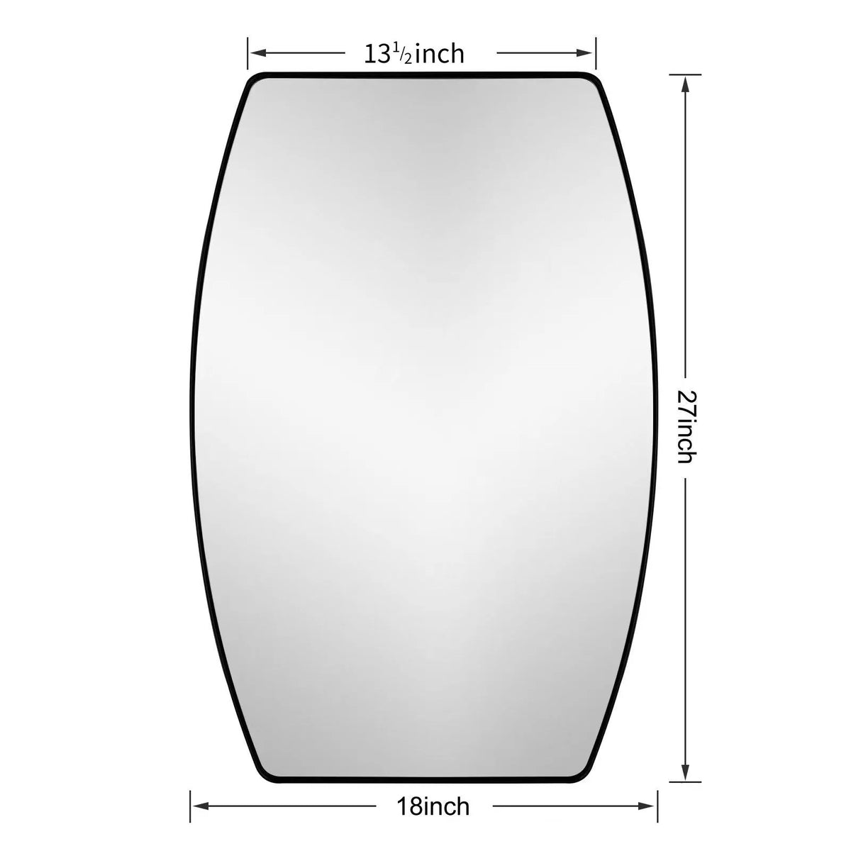 Modern Oblong Metal Wall Mirror, Decorative Elongated Hanging Mirror for Living Room, Bedroom and Entryway