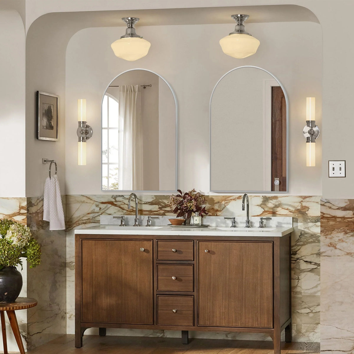 2 Pack 36x24 Inch Arched Bathroom Vanity Mirrors, Wall Mounted Decorative Mirrors for Bathroom and Bedroom