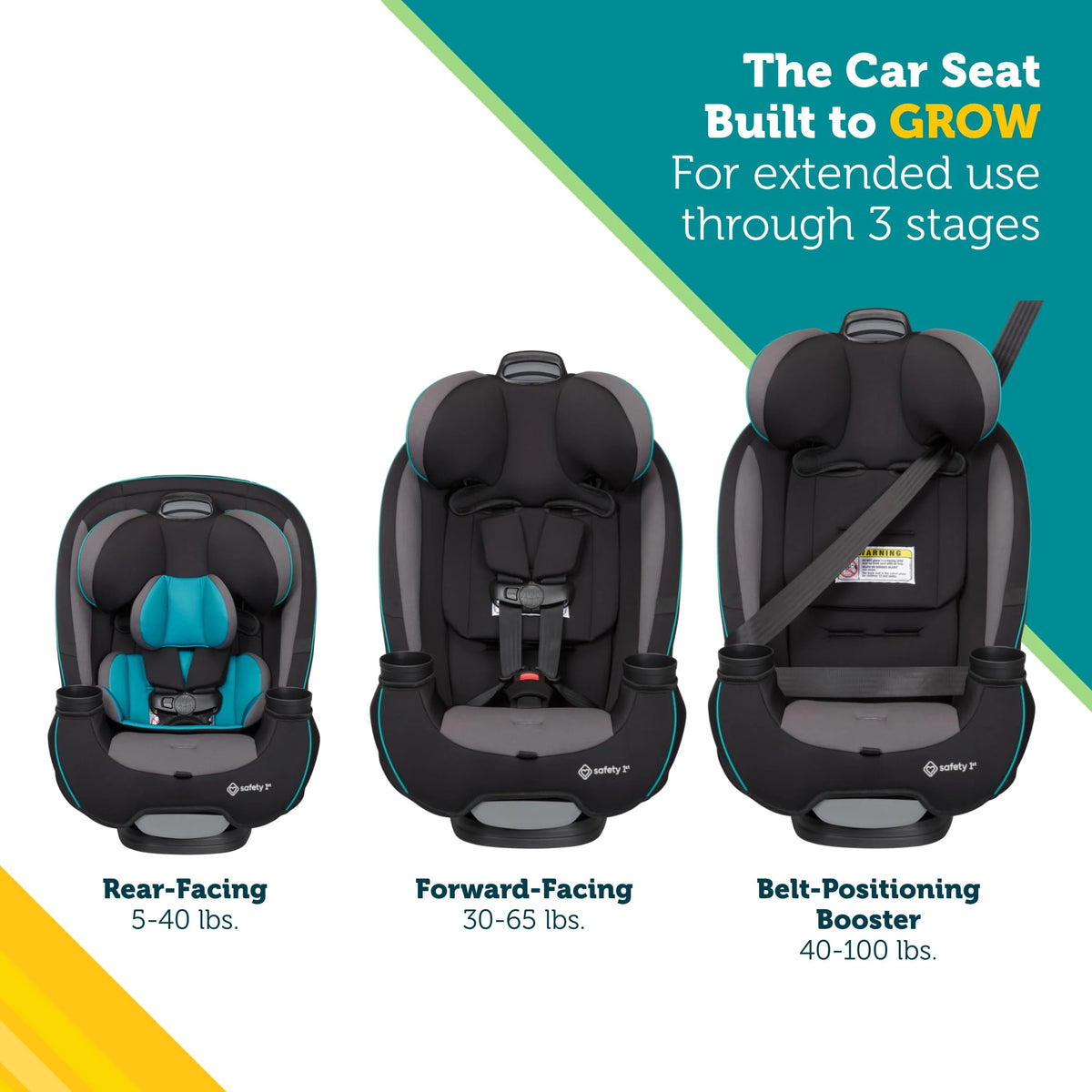 3-in-1 Slim Convertible Car Seat, All-in-One Infant Toddler Booster Seat, Rear & Forward Facing Child Safety Seat