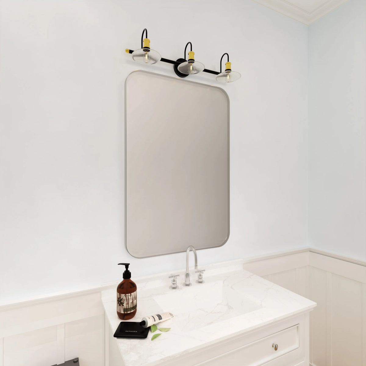 Aluminum Alloy Rounded Corner Vanity Mirror, Modern Wall Mounted Mirror for Bathroom, Bedroom and Home Decor