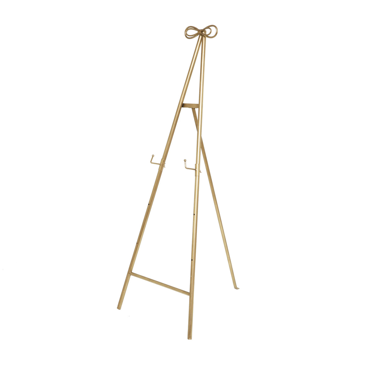 Tall Adjustable 3-Tier Metal Display Stand, Gold Floor Easel with Bow Top