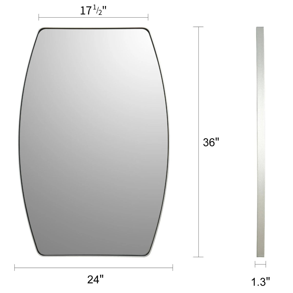 Modern Oblong Metal Wall Mirror, Decorative Elongated Hanging Mirror for Living Room, Bedroom and Entryway