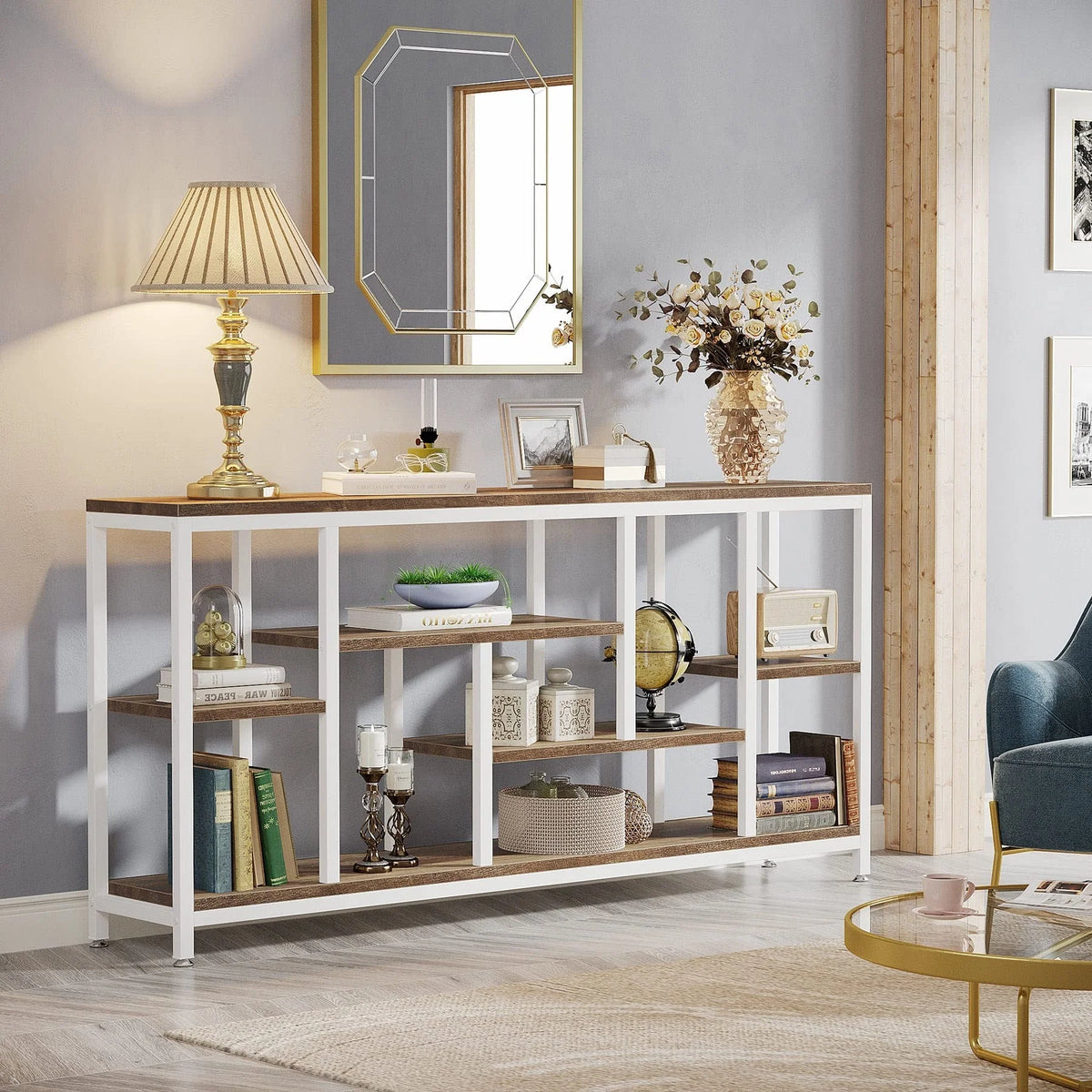 70.9 Inch Console Sofa Table with Storage, 3-Tier Entryway Table for Hallway