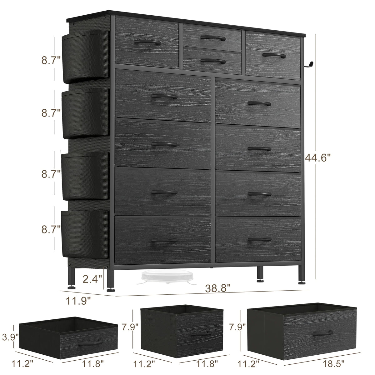 12 Drawer Fabric Dresser, Tall Bedroom Chest of Drawers with Storage