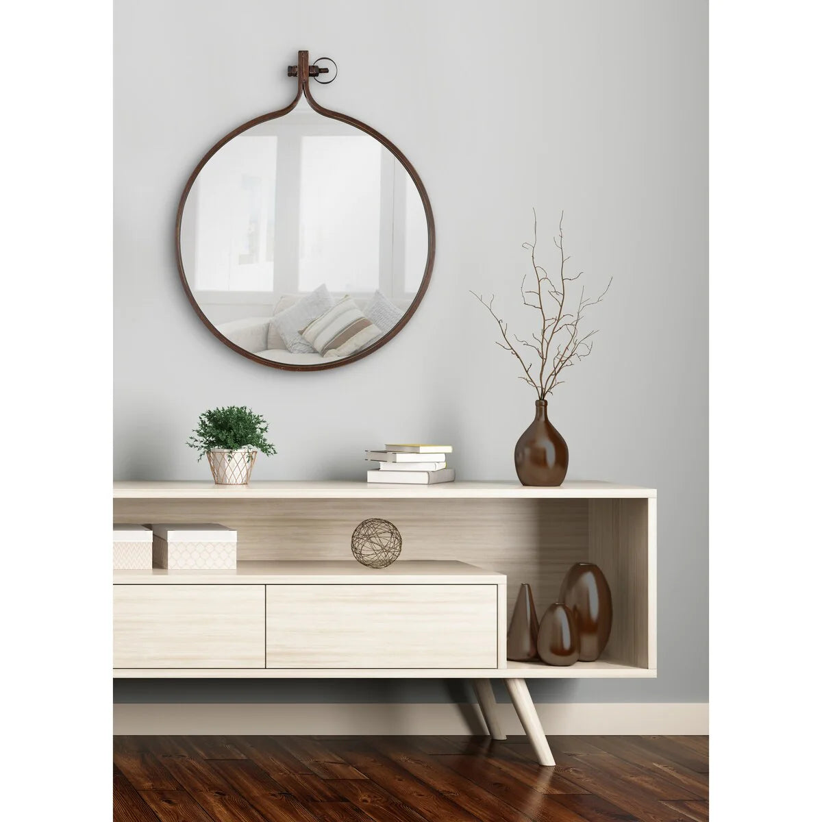 Modern Round Wall Mirror, Decorative Circular Accent Mirror for Living Room, Bedroom and Entryway