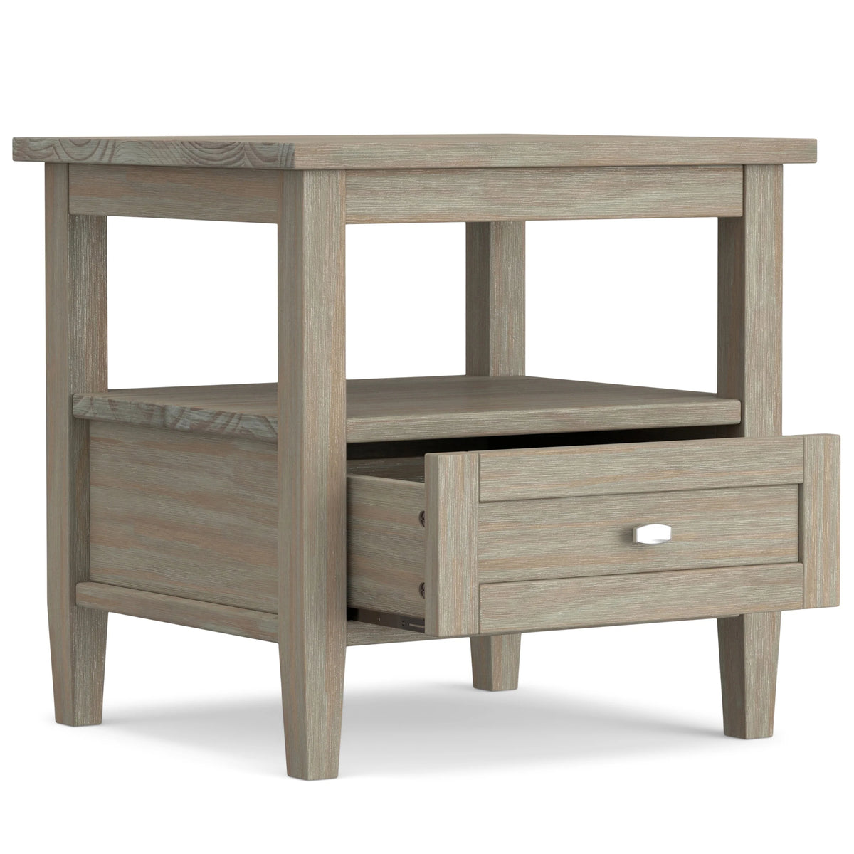20 Inch Wide Solid Wood Rectangle End Table, Transitional Side Table