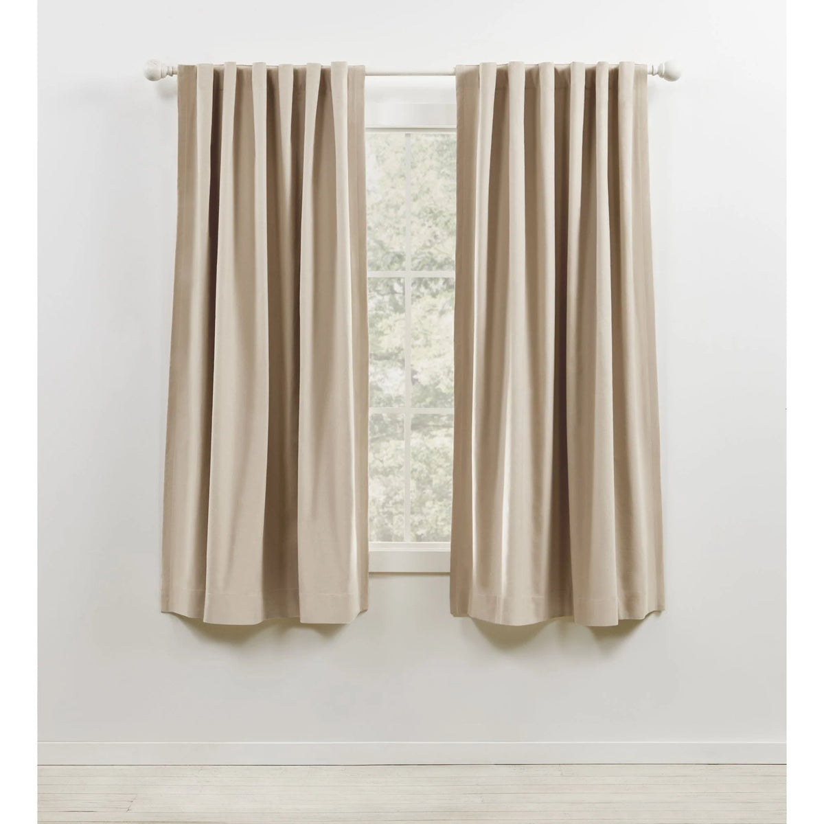 Blackout Single Curtain Panel, Back Tab and Rod Pocket Window Curtain