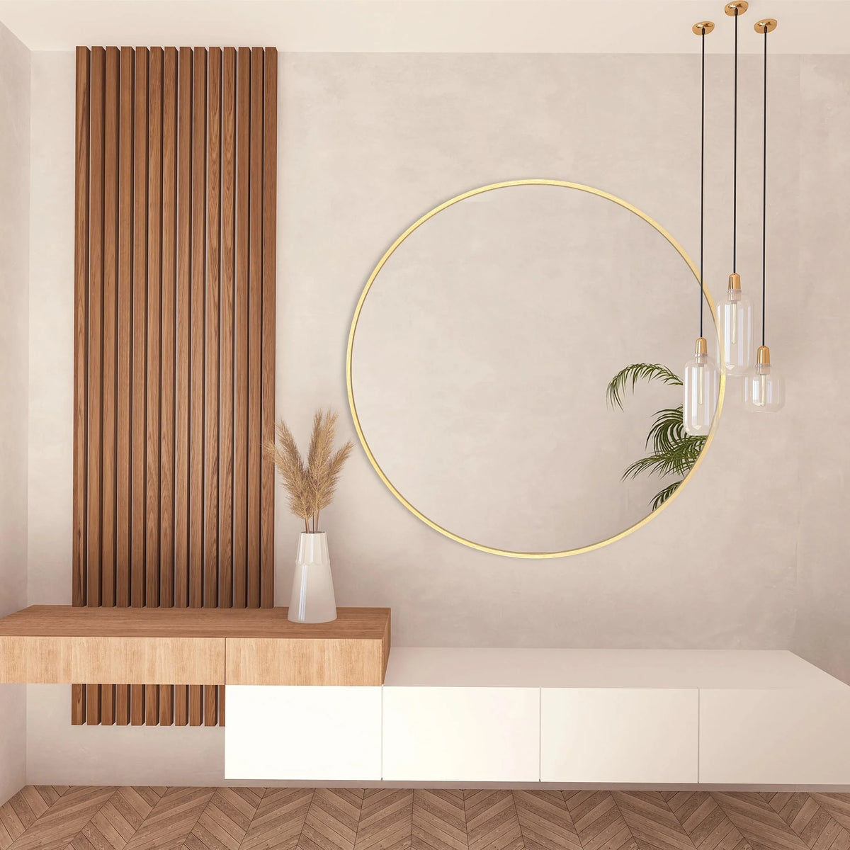 Modern Round Bathroom Vanity Mirror, Wall Mounted Circular Mirror for Bathroom, Bedroom and Home Decor