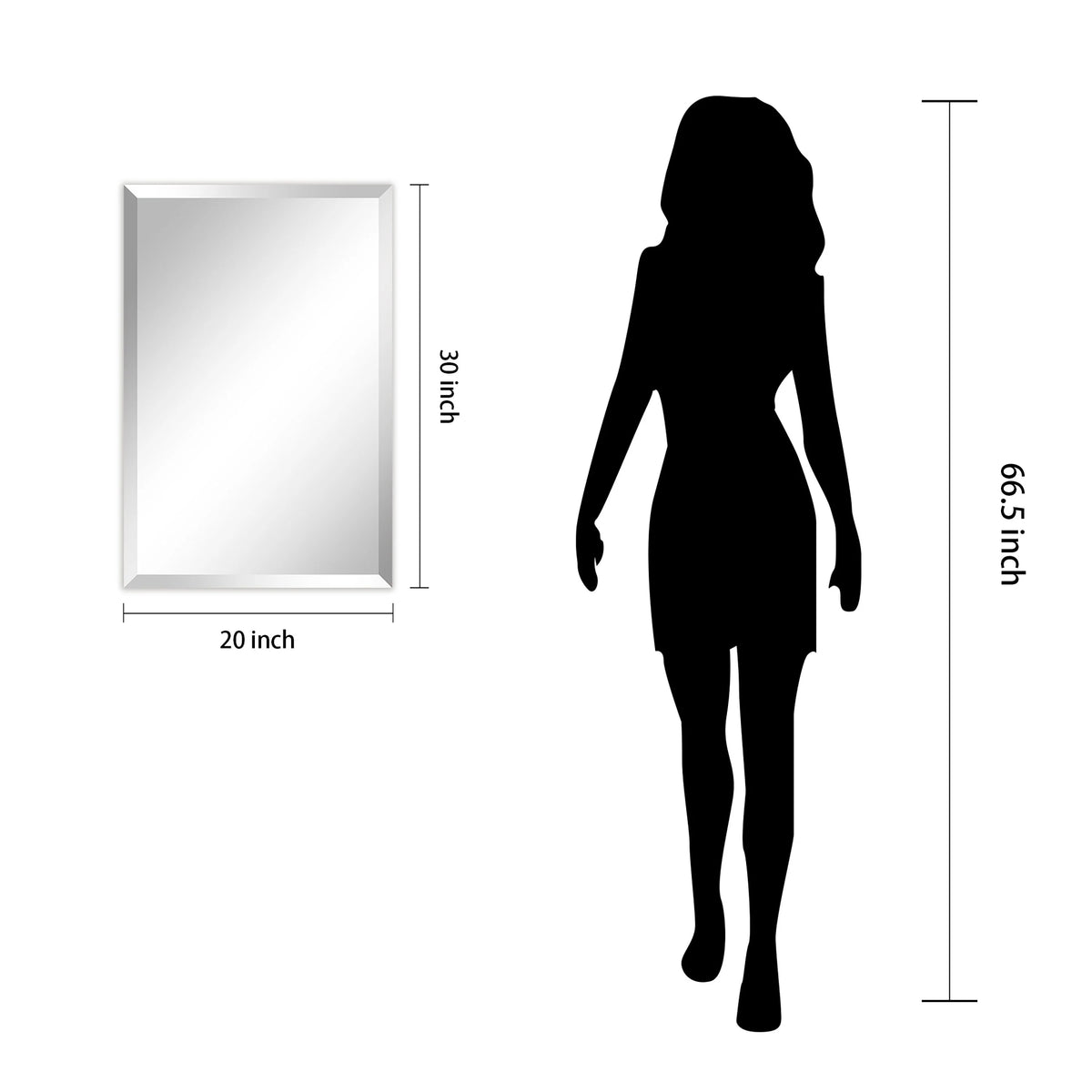 Frameless Beveled Prism Wall Mirror, Clear Square or Rectangular Decorative Mirror for Bathroom, Bedroom and Home Decor
