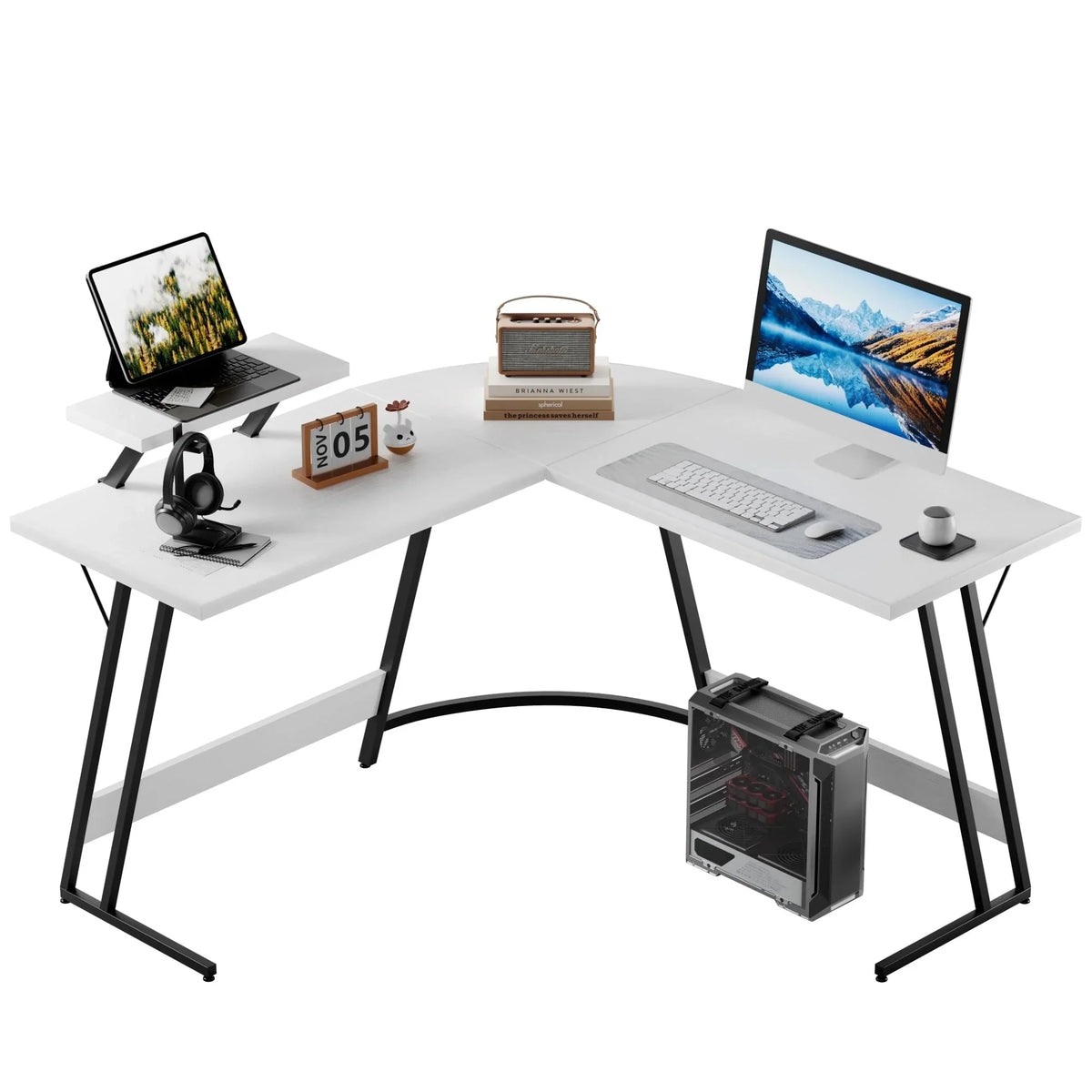 L-Shaped Gaming Desk, Computer Corner Desk and Office Writing Desk for Home