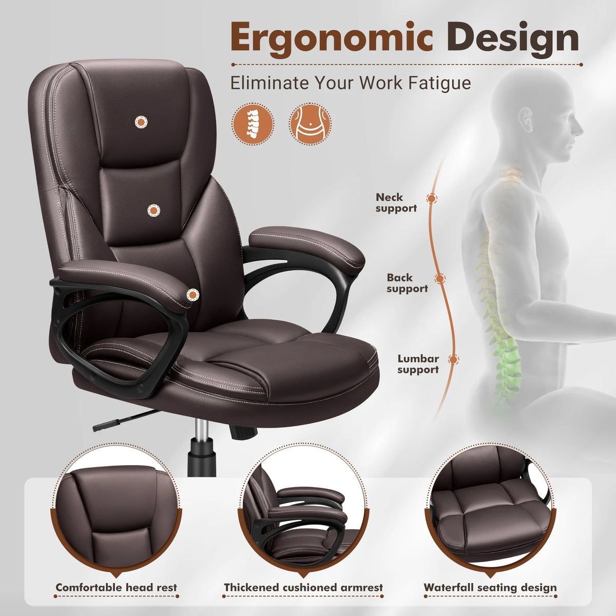 High Back Executive Office Chair, Ergonomic Computer Desk Chair for Home and Office