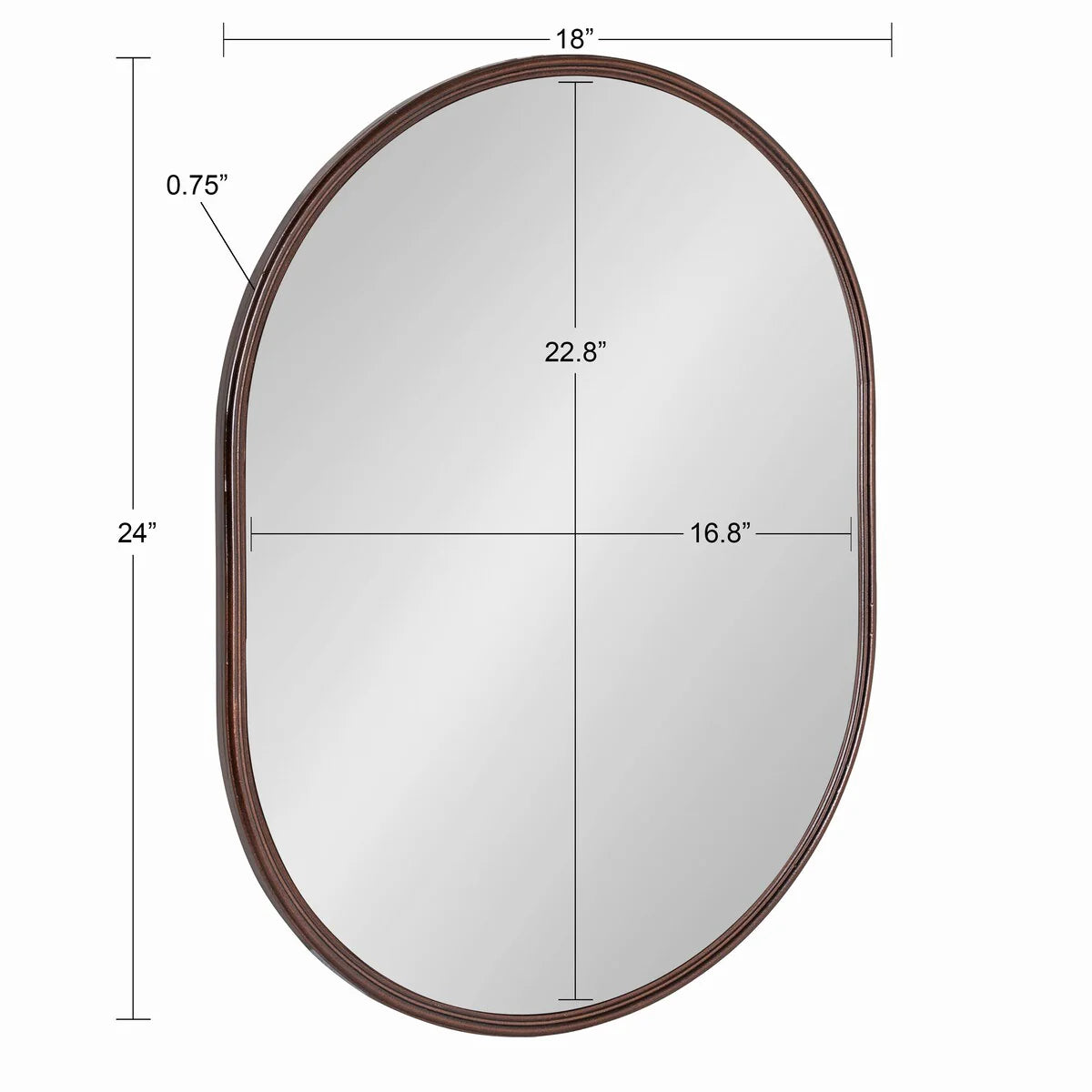 Modern Capsule Framed Wall Mirror, Decorative Oval Accent Mirror for Living Room, Bedroom and Entryway