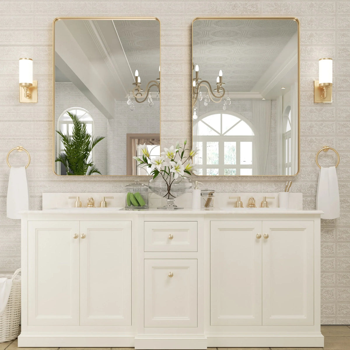Wall Mirror Vanity Mirror, Bathroom Mirror with Rounded Corners, 1 Piece