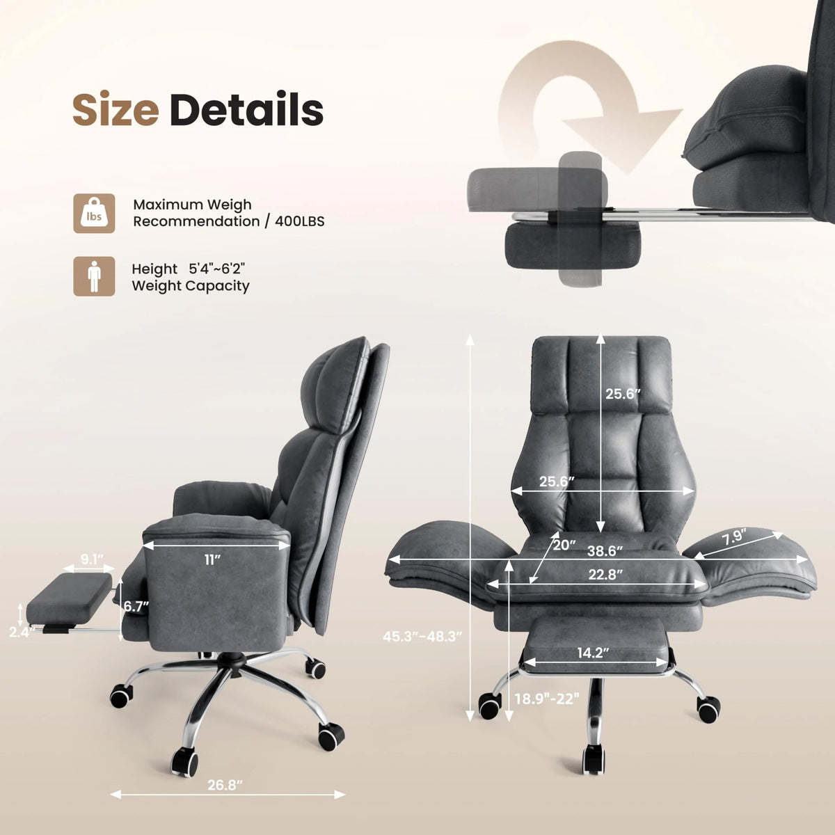 Big and Tall Executive Ergonomic Office Chair, High Back Computer Desk Chair for Home Office and Workspace