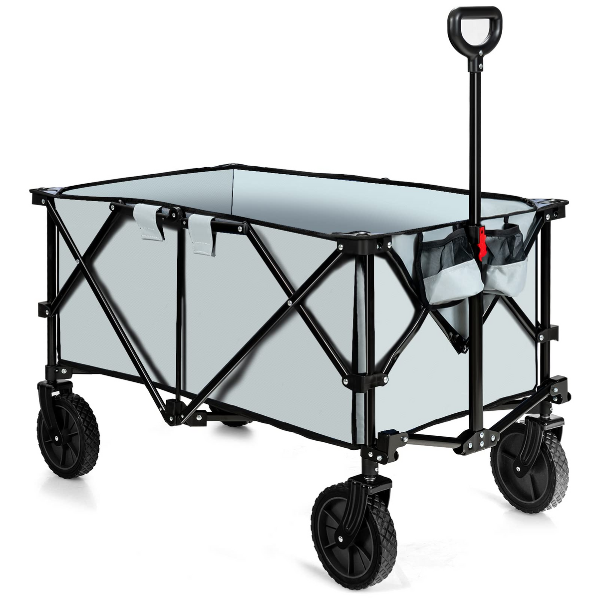 Collapsible Folding Utility Wagon Cart with Universal Wheels, Adjustable Handle and Cover Bag