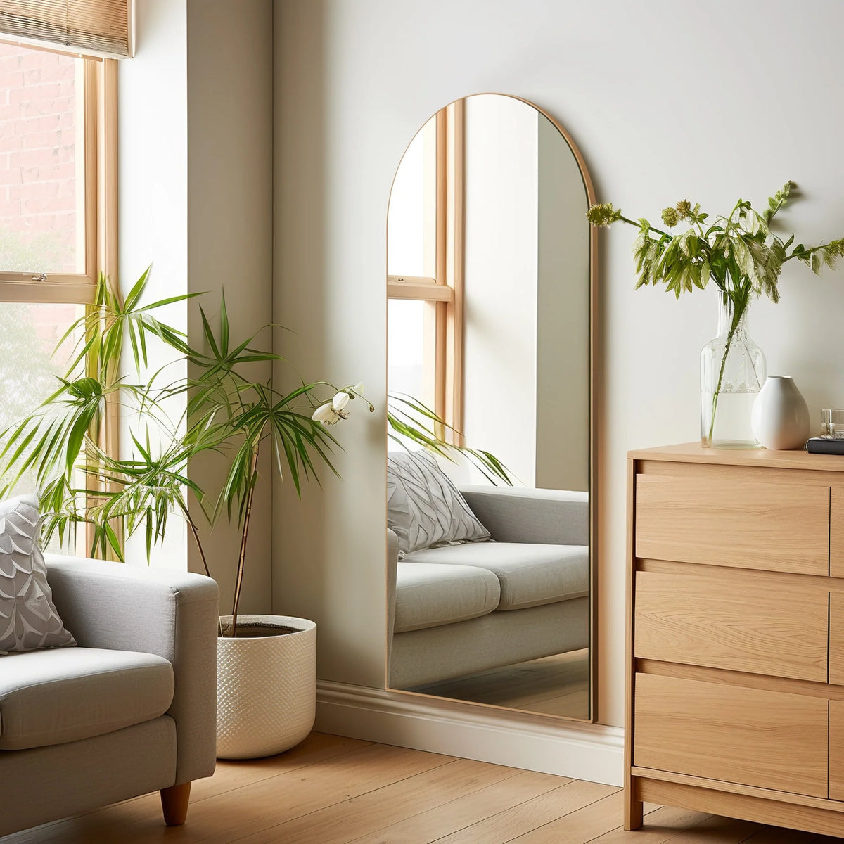Arched Full Length Floor Mirror, Large Full Body Standing and Wall Mounted Mirror for Bedroom, Living Room and Home Decor