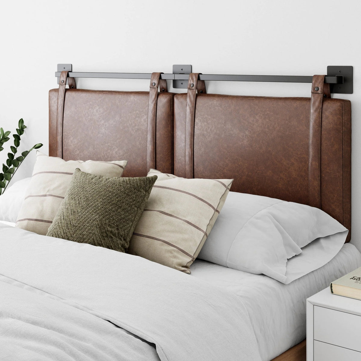 Wall Mount Upholstered Headboard with Metal Rail - Modern Bedroom Headboard